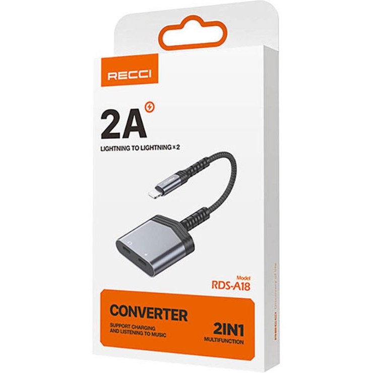 مبدل صدا و شارژ لایتنینگ برند Recci