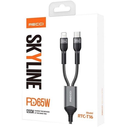 کابل شارژ دو سر تایپ سی به تایپ سی و لایتنینگ برند Recci