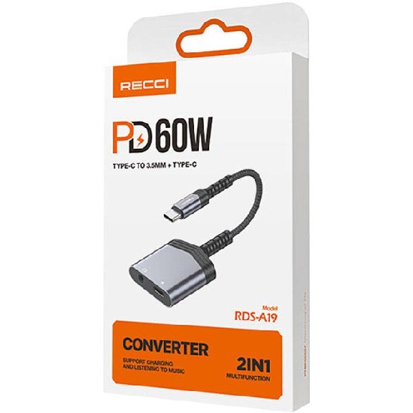 مبدل USB-C به USB-C و جک 3.5 میلی متری برند Recci