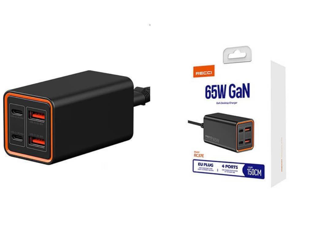 شارژر رومیزی فست شارژ  65W GaN برند Recci
